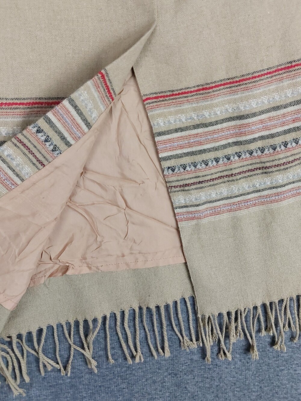 FIELD GEAR WOMENS VTG TAN BROWN WOOL BLEND WESTERN FRINGE BLANKET SKIRT 12 - Picture 6 of 7